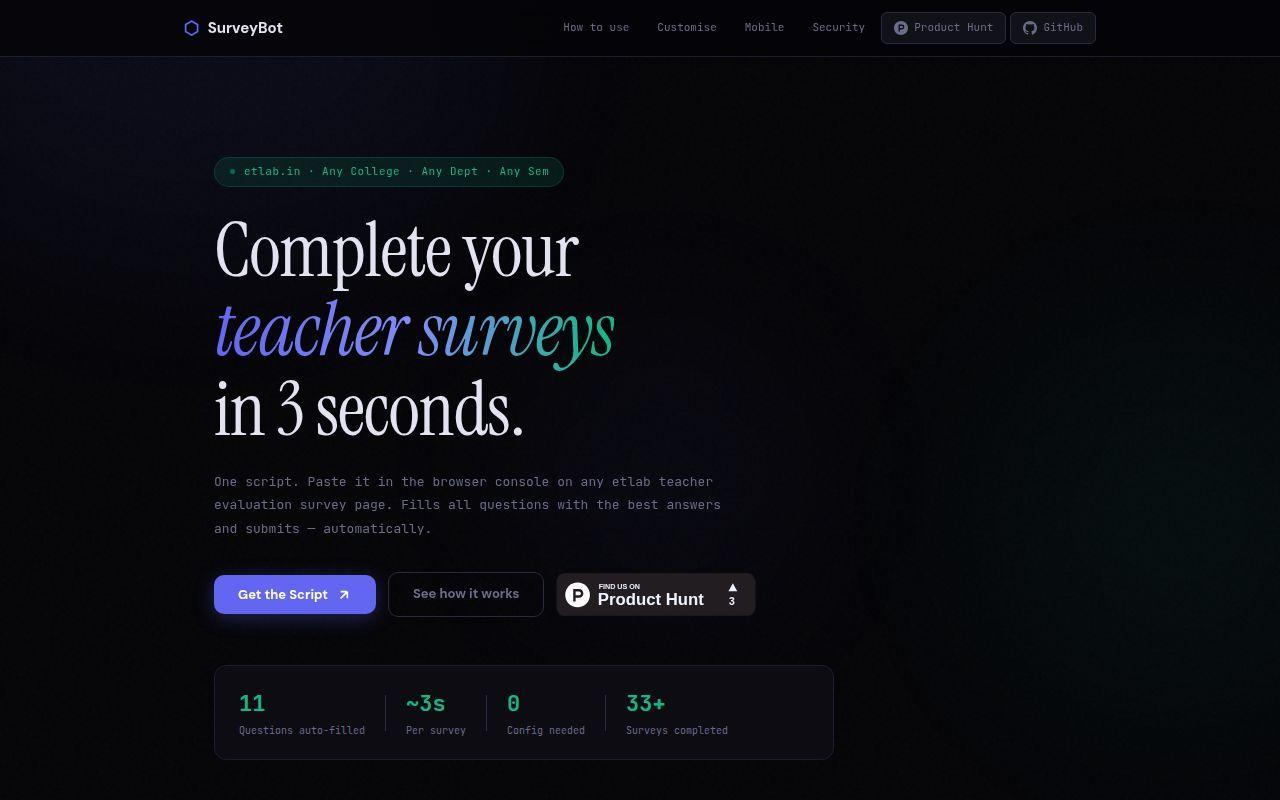 SurveyBot screenshot